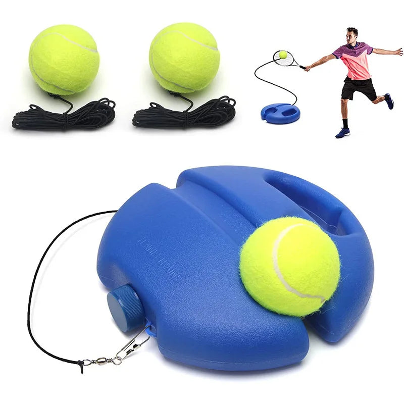 Portable Solo Tennis Trainer – Heavy-Duty Rebound Base with Elastic Cord and Training Ball