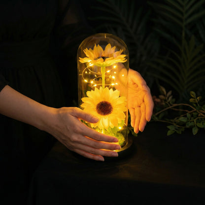 Preserved Sunflower Glass Dome Decor